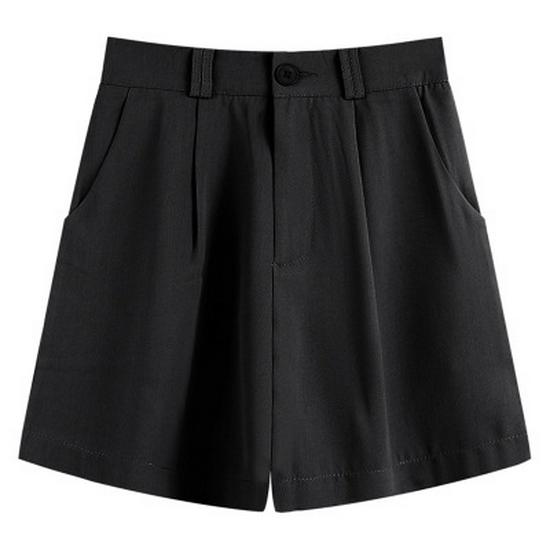 

2024 Женские повседневные шорты с высокой посадкой и широкими штанинами, стройнящие L чёрный