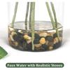 MACTING Artificial Eucalyptus Stems in Glass Vase with Faux Water Stones 14" Fake Sage Green Plants Eucalyptus Leaves for Table Centerpieces Bathroom