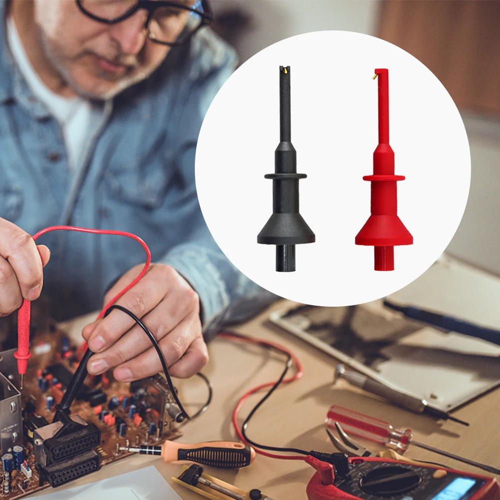 Multimeter Probe Hook 4mm Threaded Socket Smd Ic Clamp Spring Damage Test Gilding Threaded Telescopic Flexible Probe Hand Tools