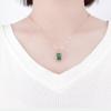 Exquisite Rose Gold-Plated Purple Gold Square Greenstone Pendant 585 Russian High-End Fashion Colored Gold Women'S Collarbone Chain