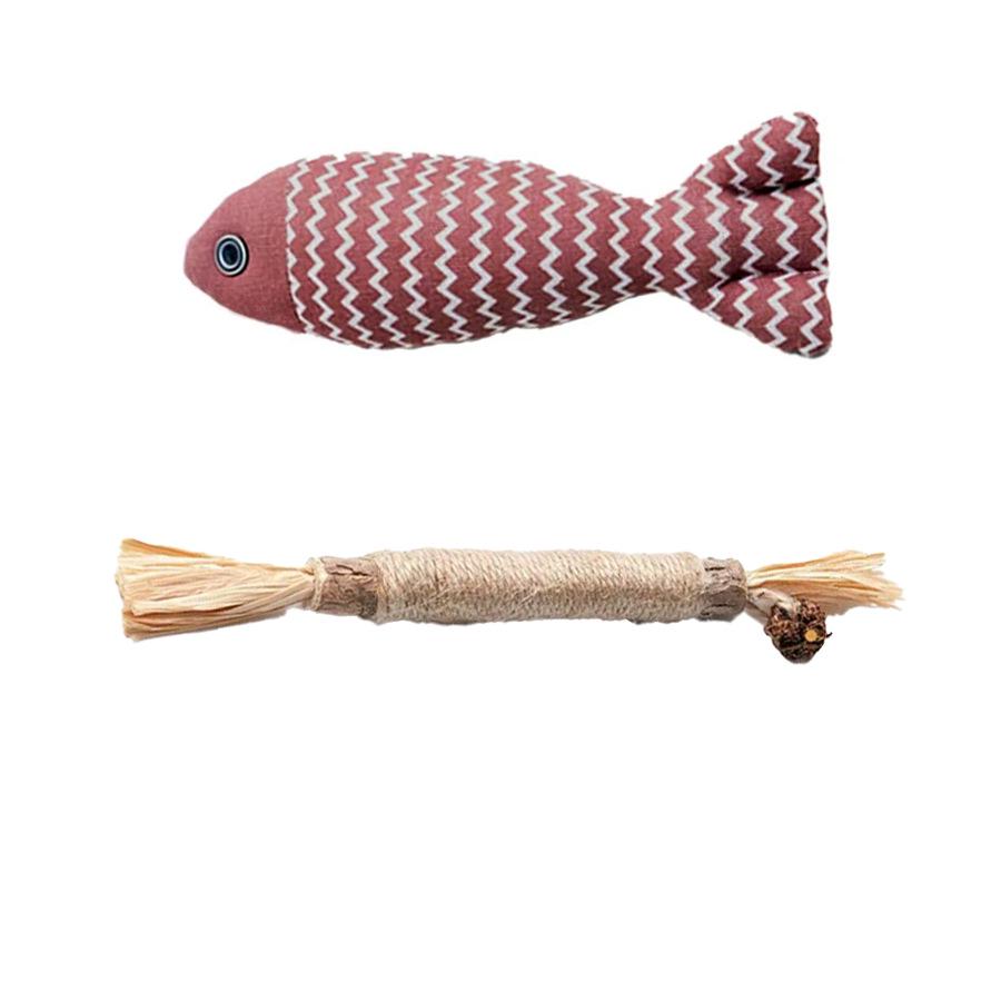 Popular Mint Fish Cat Toy: Scratch-Resistant, Bite-Proof Burlap Teaser for Self-Entertainment and Boredom Relief