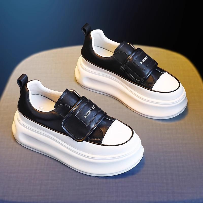 

Белые туфли на липучке, женская обувь, новые весенние маленькие универсальные повседневные кроссовки на платформе для маффинов 40 чёрный