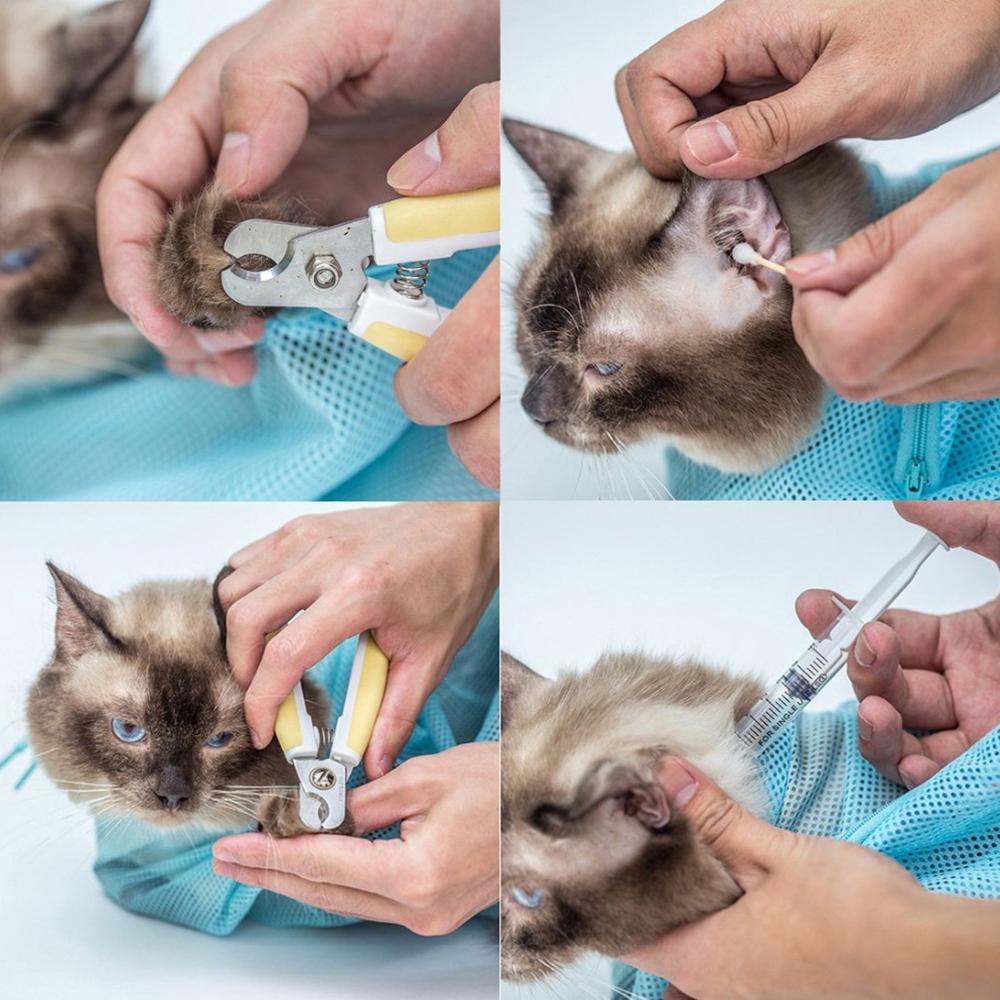 Bite Durable Anti Scratching Bathing Injecting Training Cat Grooming Bag Nail Clipping Wash Bag