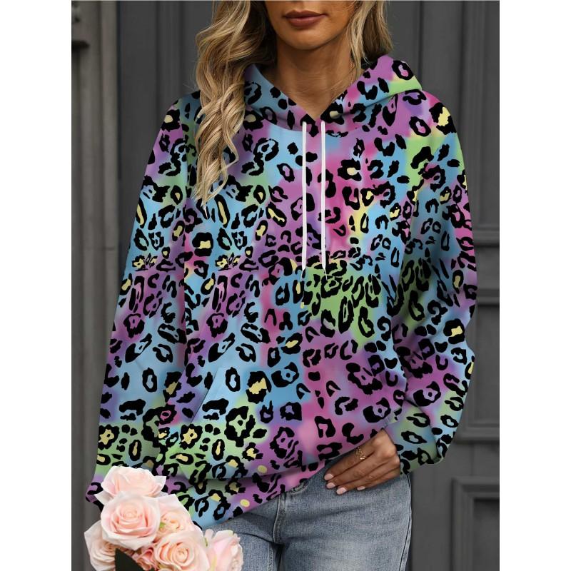 Womens Oversized Hooded Sweatshirt With 3D Print Soft Cotton Blend Long Sleeve Pullover Casual Wear