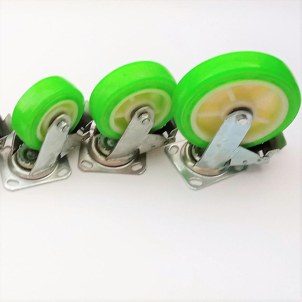 Heavy-Duty Silent Industrial Caster Wheel - Transparent Green Elastic Trolley/Cart Wheel