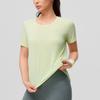 SAUCONY Logo Back Slit Design Round Neck Moisture Wicking Breathable Dopamine Short Sleeve T-Shirt Women T-Shirt Light-Green SC1249033B-GE35