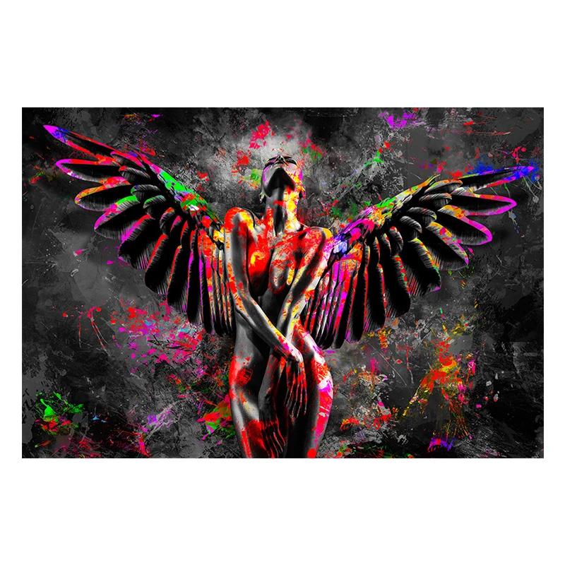 Red Sexy Nude Woman Canvas Print Sensual Angel Poster and Prints Abstract Wall Art Pictures Painting for Bedroom Room Home Decor