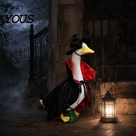 Goose Costume for Yard 1 Set Halloween Outfit, Black Cloak And Pointed Hat, Porch Mysterious Decor 23 Inch Statue Lawn