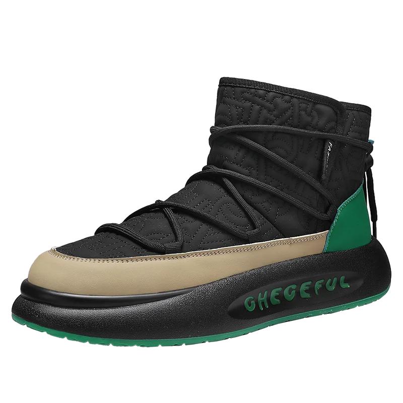 

Мужские зимние высокие ботинки для снега, высококачественные модные повседневные ботинки из микрофибры со шнуровкой, Sapatos Masculinos, размер 39-44 44