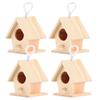 4Pcs Outdoor Wooden Bird House Hanging Bird Resting Nests Box Garden Decoration Ornament