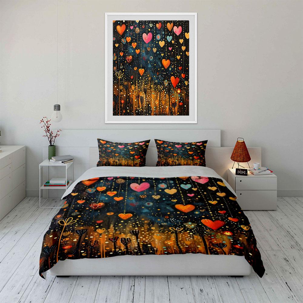 Heart Pattern Decoration Set Soft Comfortable Duvet Cover Bedding Set Included 1*Duvet Cover & 2*Pillowcases, Gift