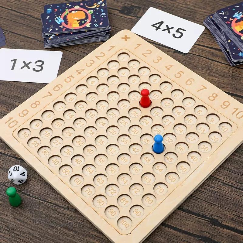 Kids Early Education Multiplication Board Game Wooden Number Counting Learning Toy for Toddlers Birthday Gifts