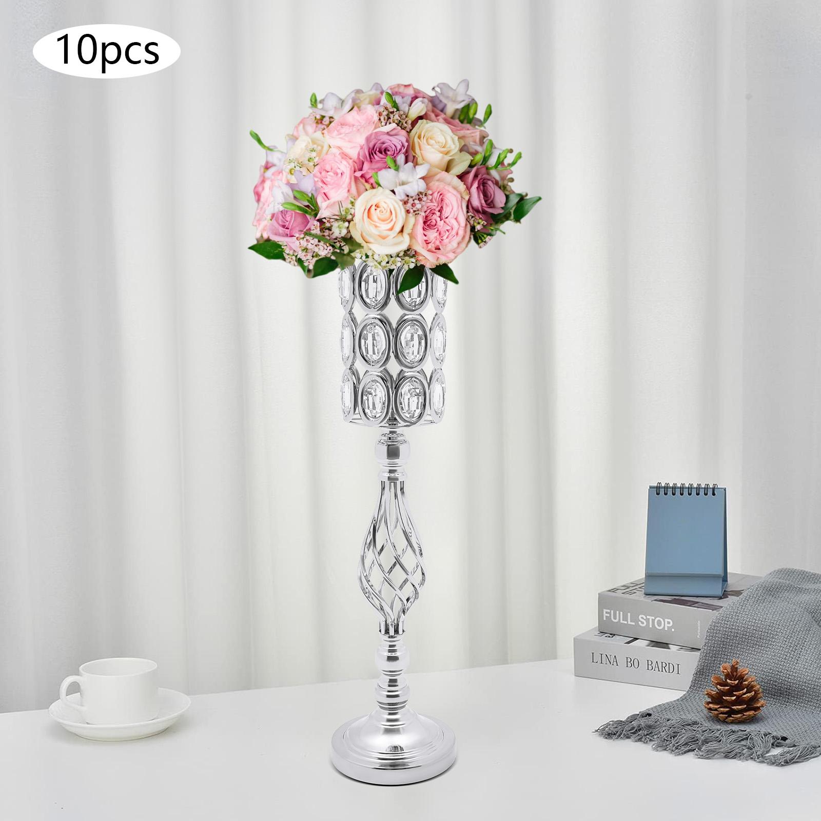 

10Pcs Iron Flower Vases,61cm Gold/Silver Tabletop Vase for Centerpiece Decoration Church/Outdoor Weddings серебряный
