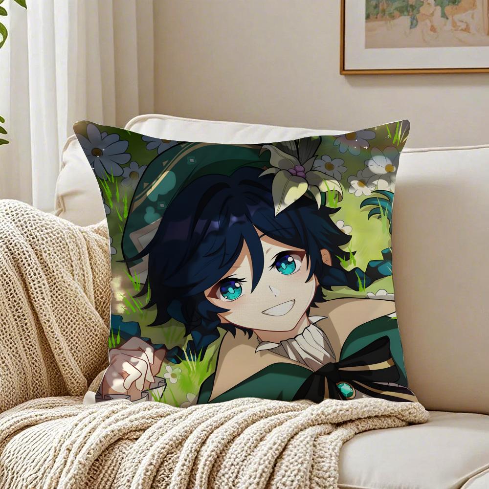 Popular Genshin Impact Venti Pillow Cushion Cover Pillowcase Anti-Dustmite Living Room Sofa Decor Cushion Room