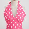 GMXIA Barbie Pink Women's Retro Neckline Polka Dot Print Swing Dress White Leather Belt
