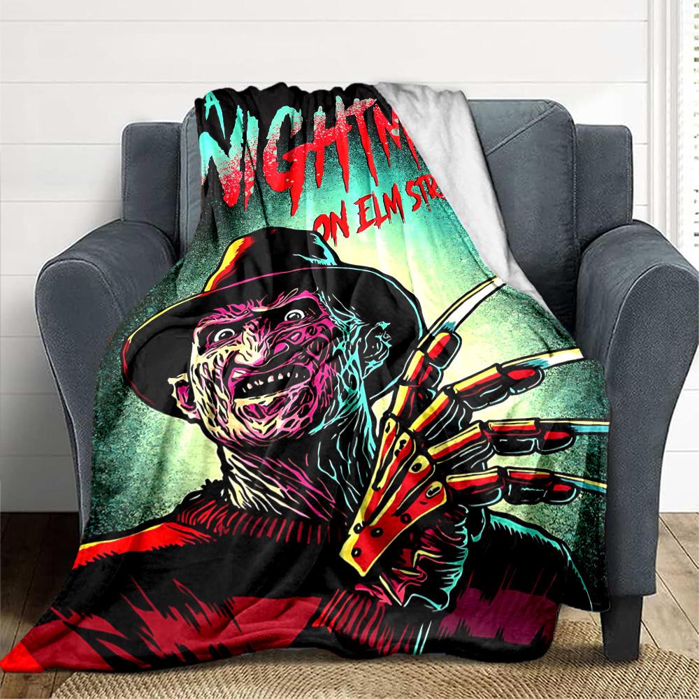 1pc A Nightmare on Elm Street Flannel Throw Blanket - HD Printed Lightweight Soft Warm All-Season Blanket for Sofa, Bed, Travel, Camping 076