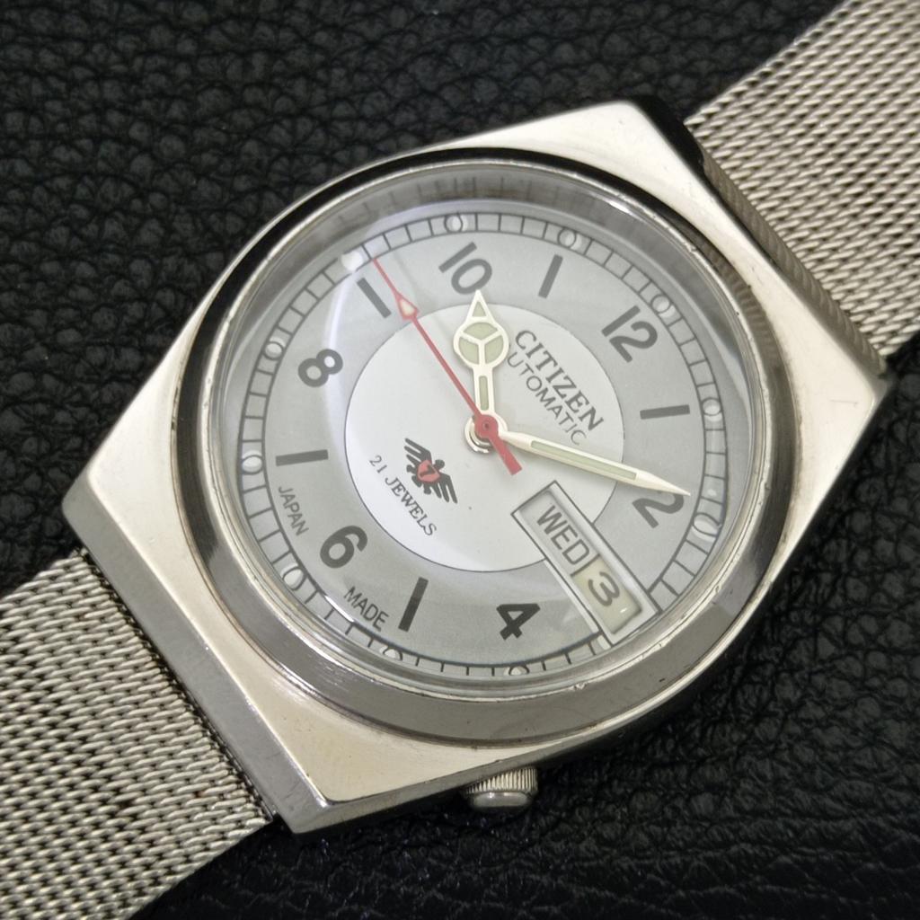 JAPAN MENS VINTAGE CITIZEN AUTOMATIC 8200 GREY COLOR DIAL WATCH A500289-2 R151b-a500289