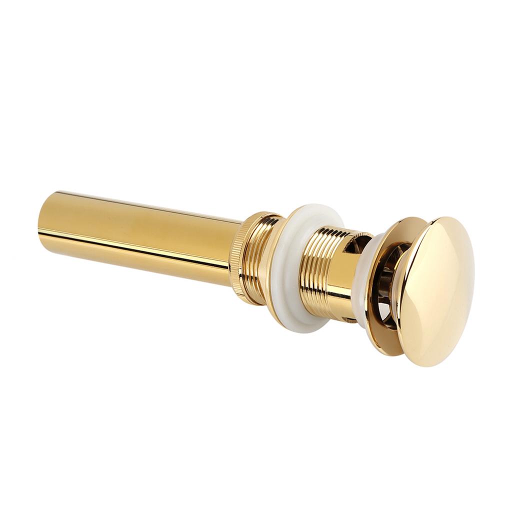 Kitchen Bathroom Basin Sink Solid Brass Pop Up Drain Stopper with Overflow Hole Golden