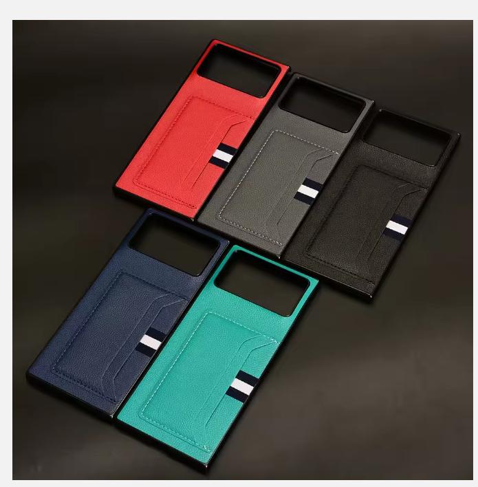 Чехол-книжка с полной защитой, Роскошная PU-накладка для Xiaomi Mix Fold 3, Встроенный кардхолдер, Жесткая задняя крышка из поликарбоната