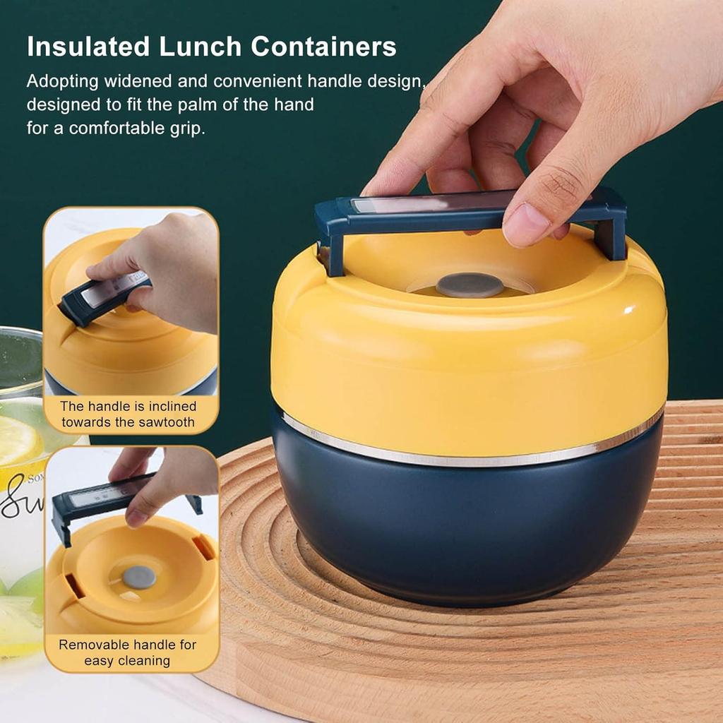 Haofy Boxes, 0.8L Stainless Steel Thermal Lunch Box 2 Layer Insulated Lunch Containers Vacuum Insulated Food Jar
