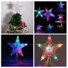 1 STK Fargeskiftende Xmas Juletre Topper Stjerne Skinnende Roterende Lys Fest LED Lampe Dekorasjon