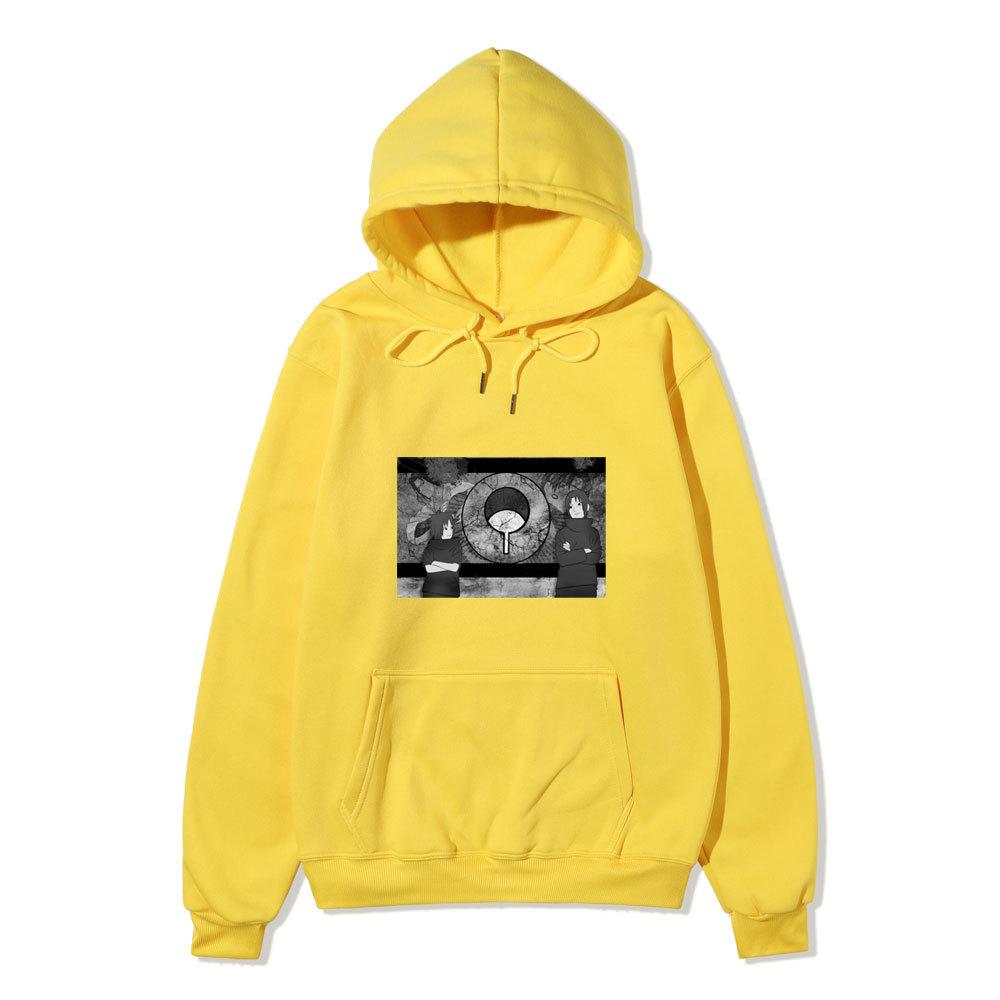 Unisex Naruto Uchiha Brothers Fleece Hoodie, Itachi Sasuke Clan Symbol Manga Style Anime Pullover Sweatshirt