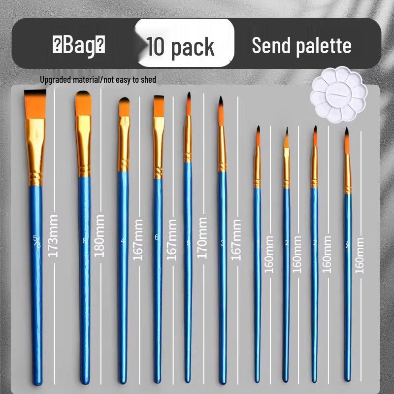 Gouache, Oil, Acrylic & Watercolor Brush Set — Nylon Hair Brushes for Art Students & Children