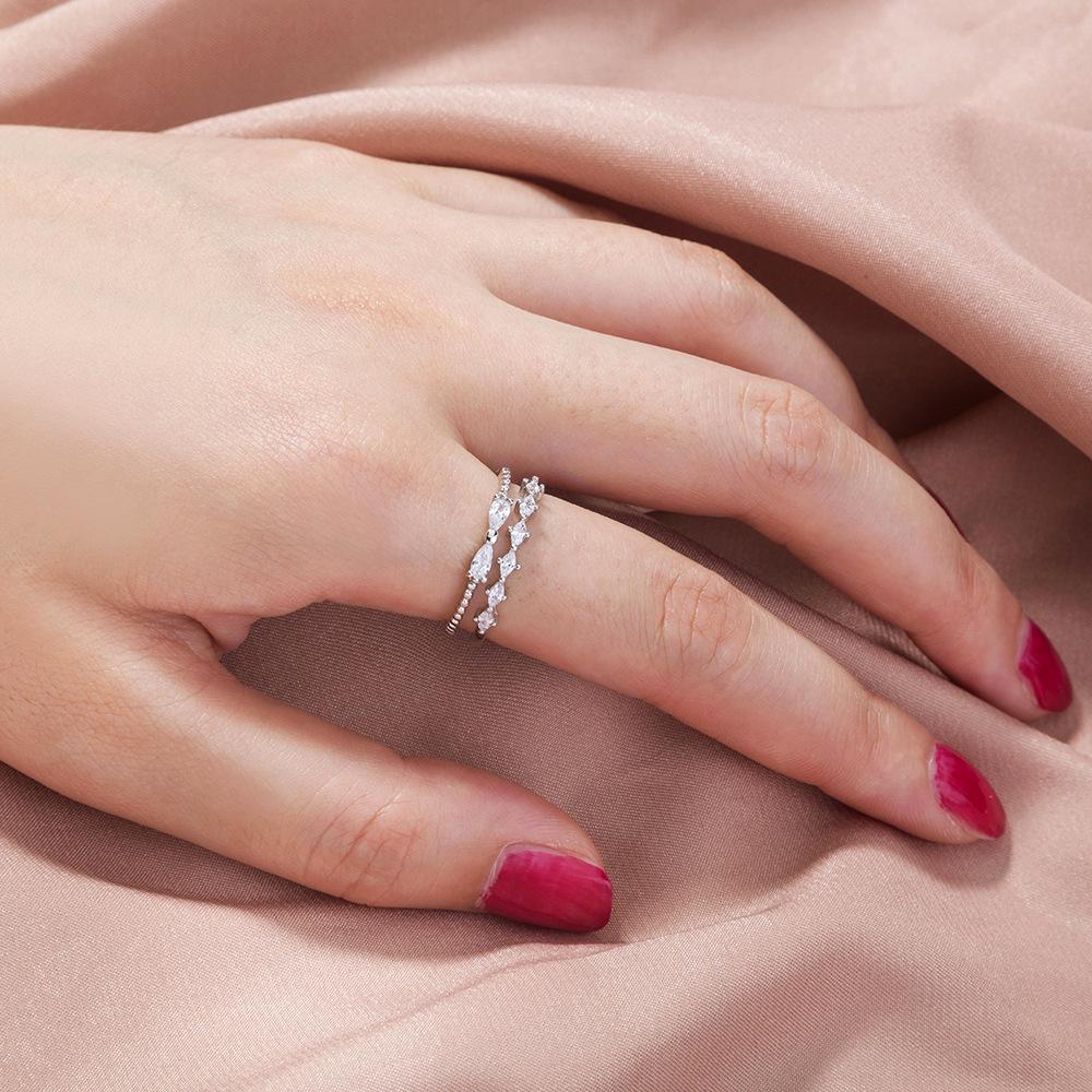 Adjustable Heart-Shaped Double-Layer Index Finger Ring - Cool European & American Style Jewelry