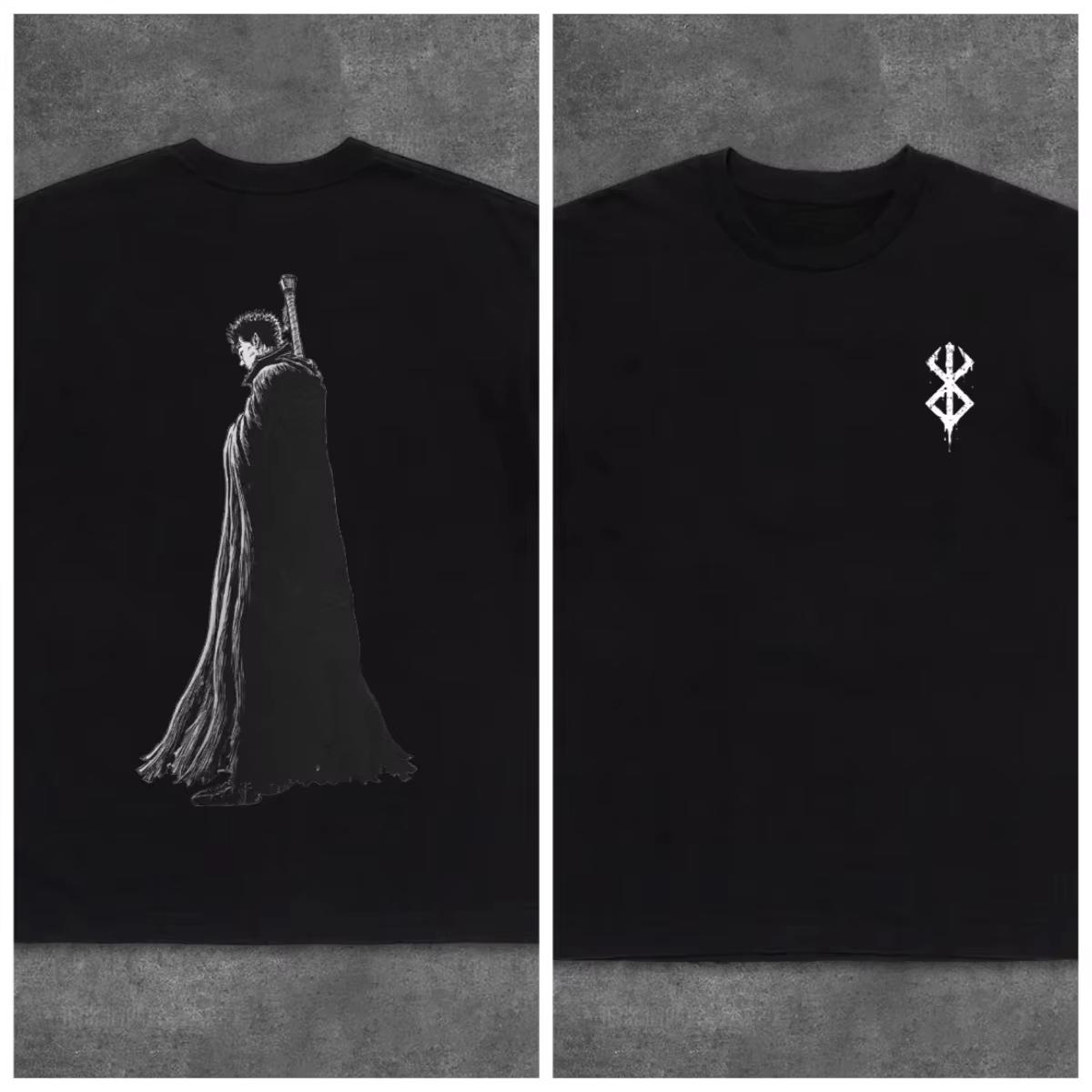 

2025 Summer Short Sleeve T-Shirt Sword Wind Legend Berserk Heavy Cotton Vintage Loose Crew Neck Half-Sleeve Tops Vintage T Shirt 4XL