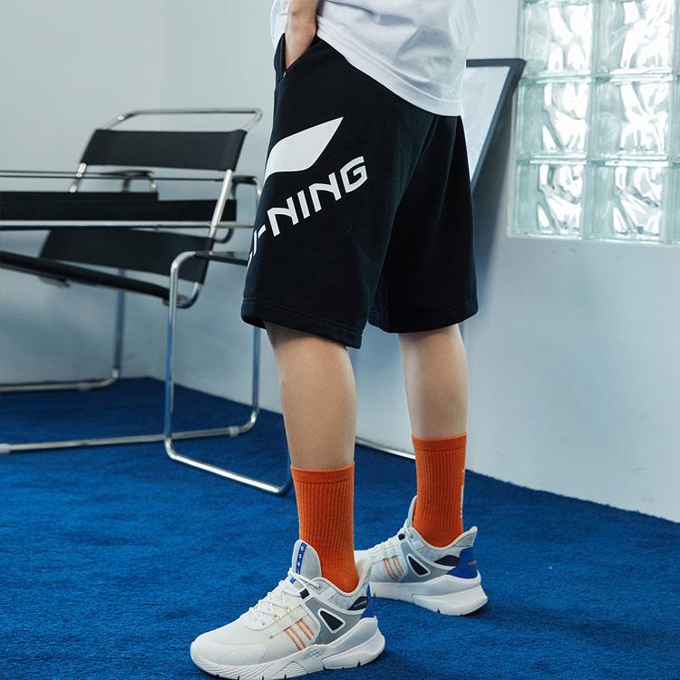 Li Ning Big Logo Sports Mid-Waist Casual Shorts Men Shorts Black AKSR551-1