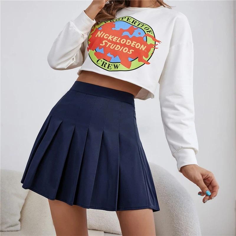 Gonna a pieghe Minigonne sexy a vita alta da donna Gonna da tennis Gonna da ballo per ragazza Gonna nera bianca coreana casual Kawaii