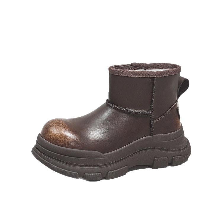 Waterproof and non-slip thick-soled fashionable warm snow boots for women 2025 new short velvet thickened large cotton shoes for women