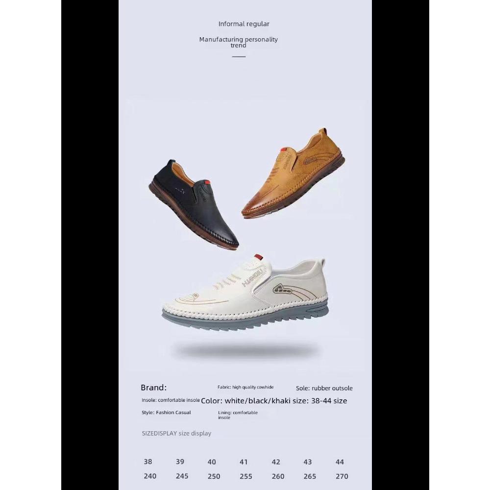 Men's Fashion Leather Toad Shoes: Non-Slip, Soft Sole, Sewn Texture, Perfect for Business & Driving