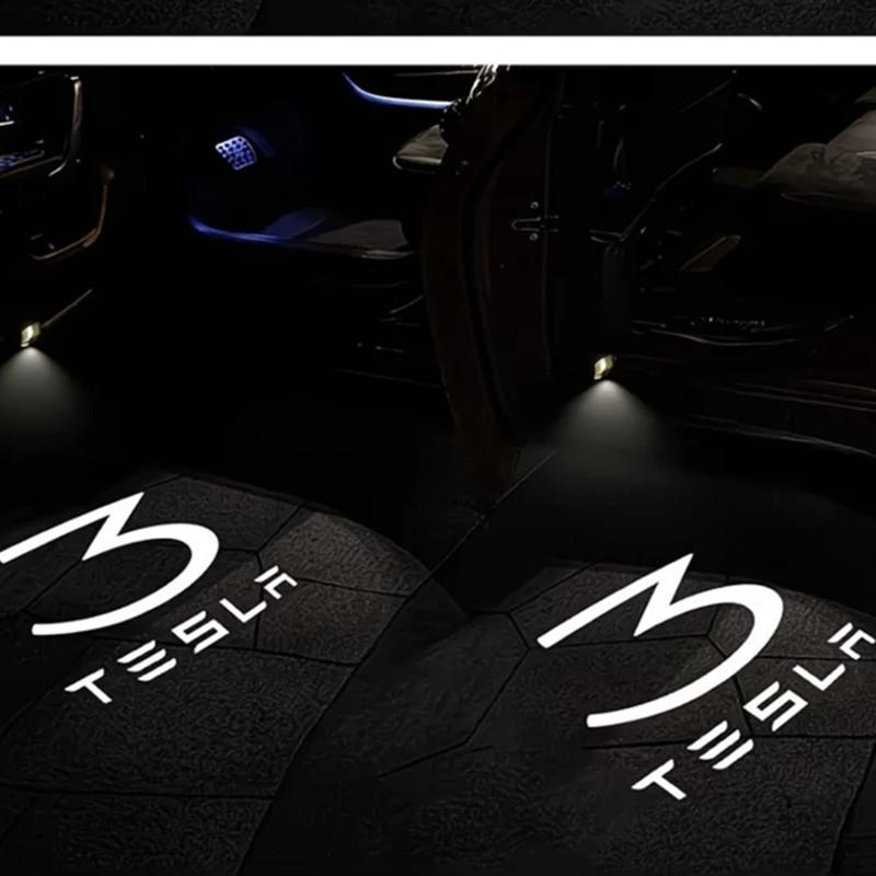 2PCS Car Door HD LED Lamp Projector Courtesy Welcome Light For Tesla Model 3 S X highland Model Y 2025