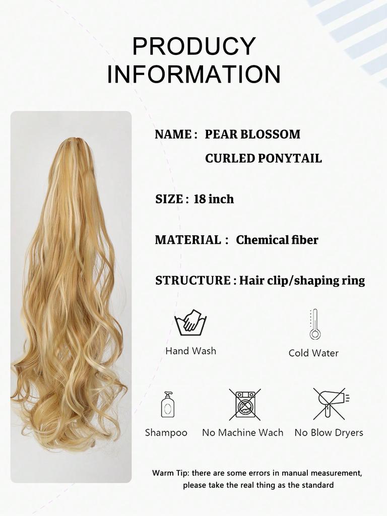 Synthesize 18-inch Claw Clip Waves Ponytail To Extend Female Ponytail Wig