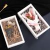 5PCS Kraft Paper Cookies Candy Cake Boxes Square Clear PVC Window Gift Packaging Boxes Multi Size Solid Color Handmade Soap Case