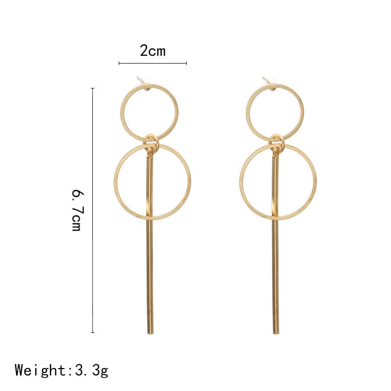 Korean Fashion Geometric Alloy Hoop Earrings - Elegant Long Design