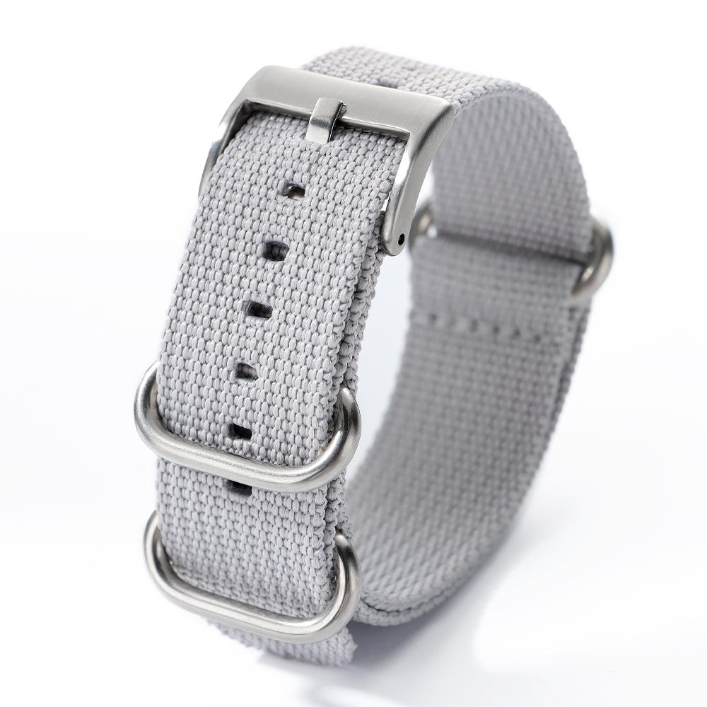 Universal Ribbed Watch Strap Nylon Silver Ring Buckle Band 20mm 22mm Striped Waterproof Bracelet Watch Accessories for Men Women