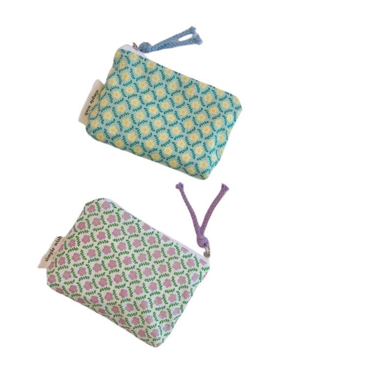 Fashion Japan Style Flower Cosmetic Bag Cotton Fabric Female Small Purse Zipper Coin Pouch Case Women Travel Make Up Bag