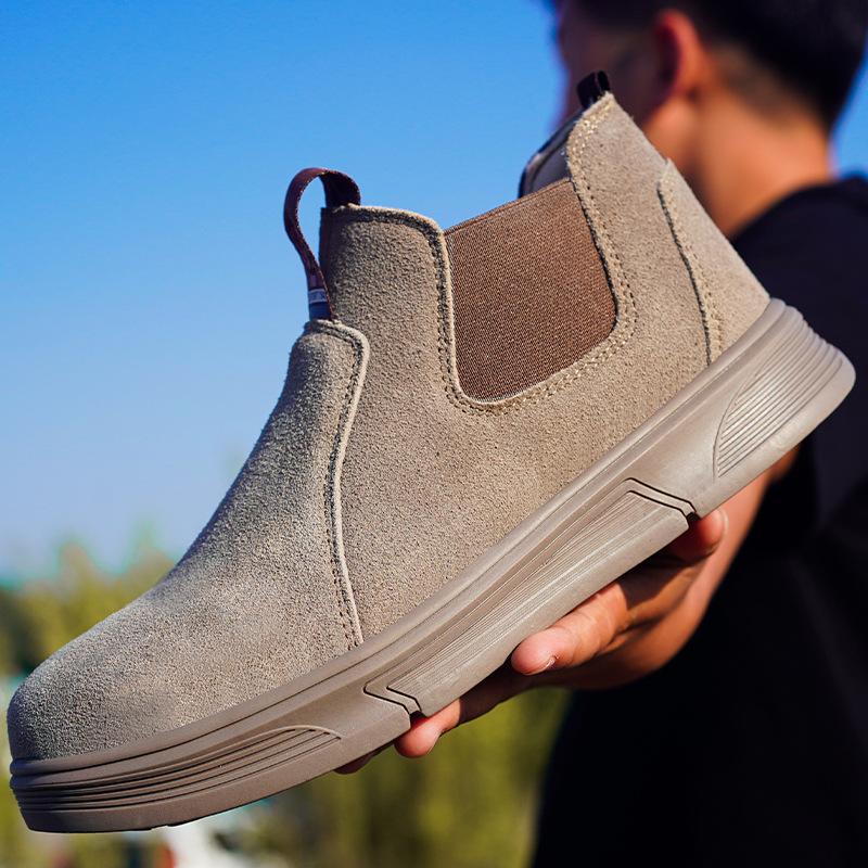 Labor Insurance Shoes Men's Flip Leather Shoes Steel Bag Head Anti-smashing and Stab-proof One-pedal Construction Site Protective Shoes
