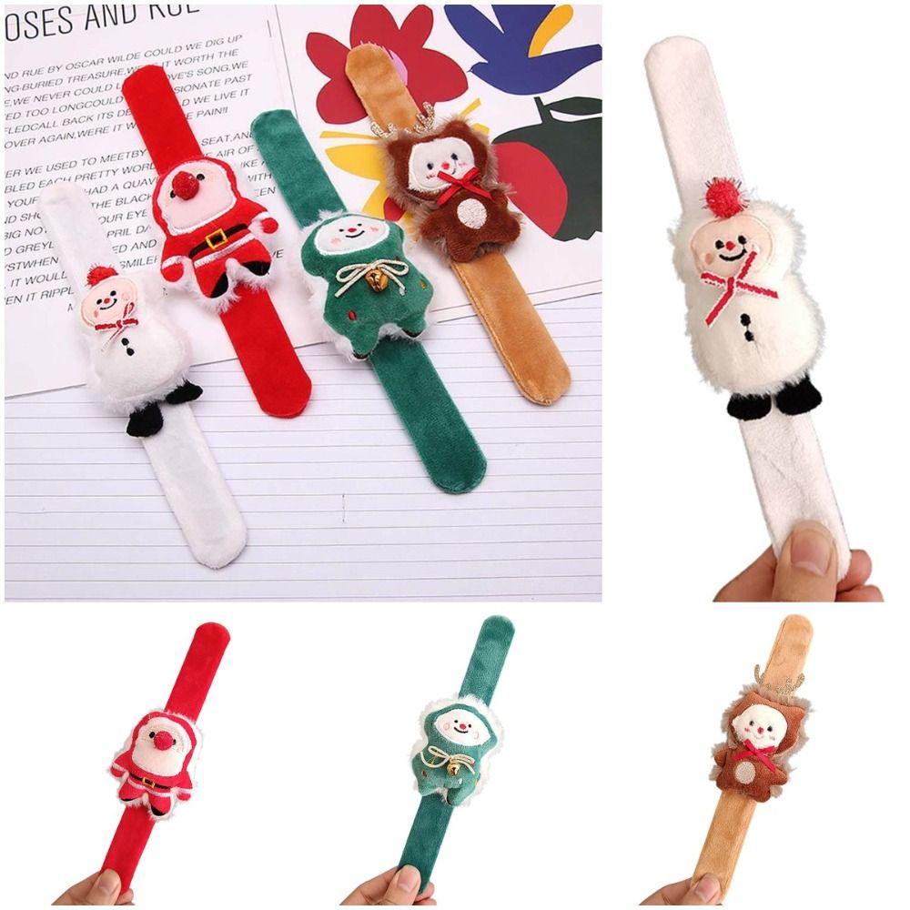 Snowman Santa Wristband With Clap Circle Elk Slap Bracelets Christmas Gifts