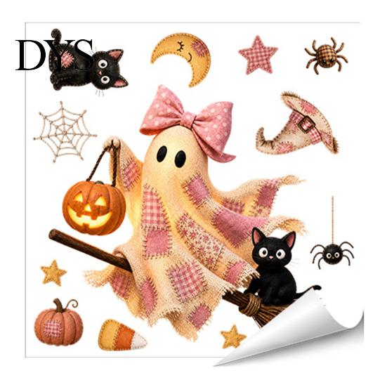 Living Room Wall Art Halloween Ghost Swing Static Window Decals, Waterproof Peel and Stick Reusable Home Film Stickers, Removable Glass Decor