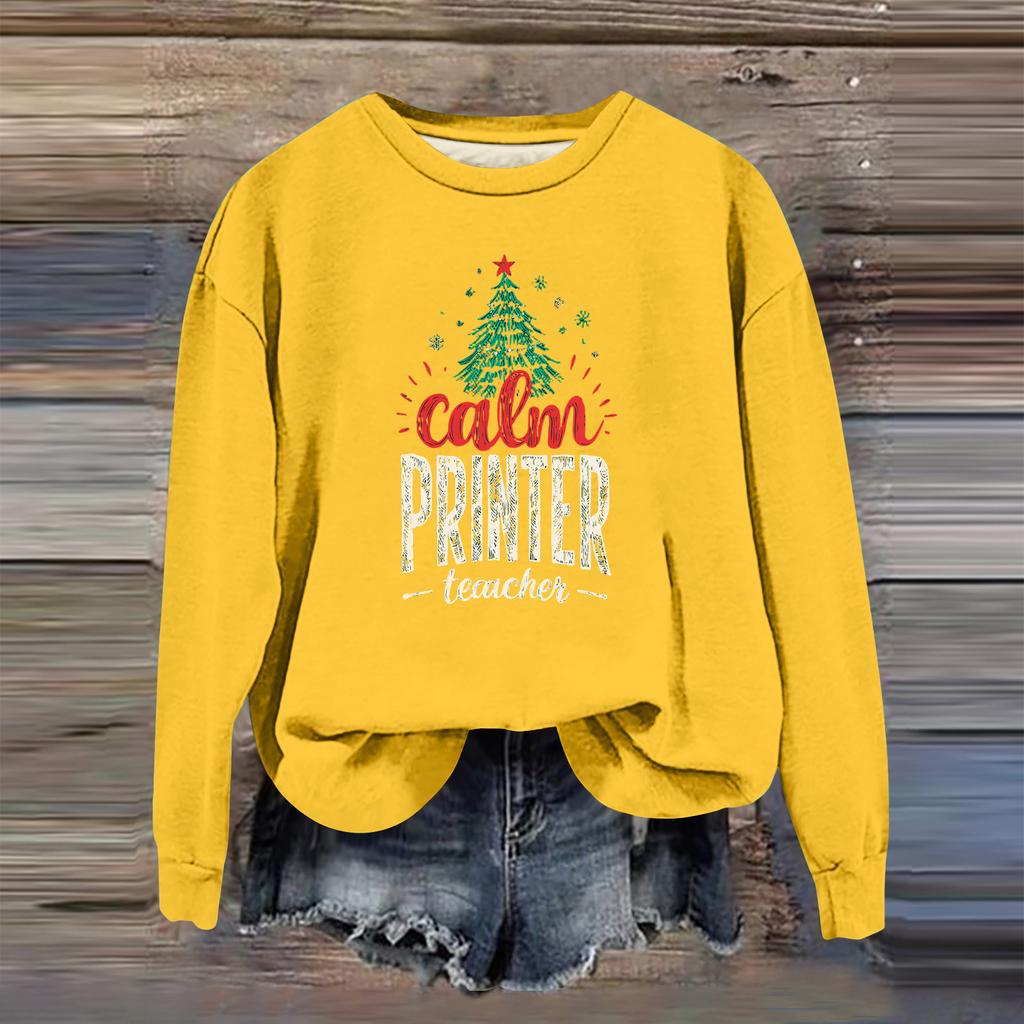 Women's Fashion Casual Long Sleeve Loose Christmas Printed Sweatshirt