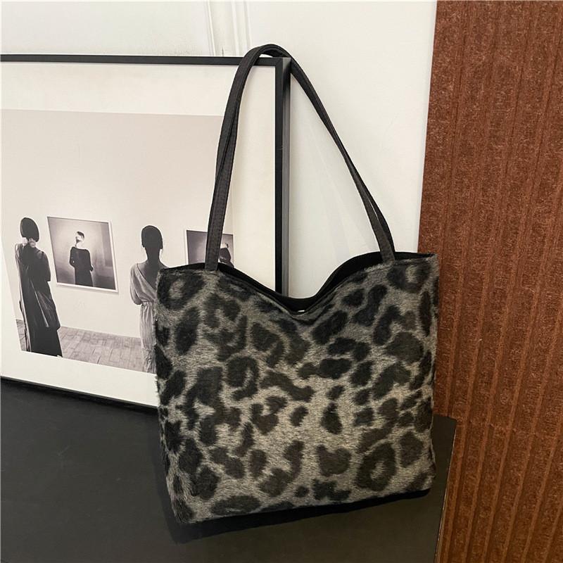 Vintage Stylish Leopard Print Tote Bag For Women Large Capacity Casual Shoulder Bag