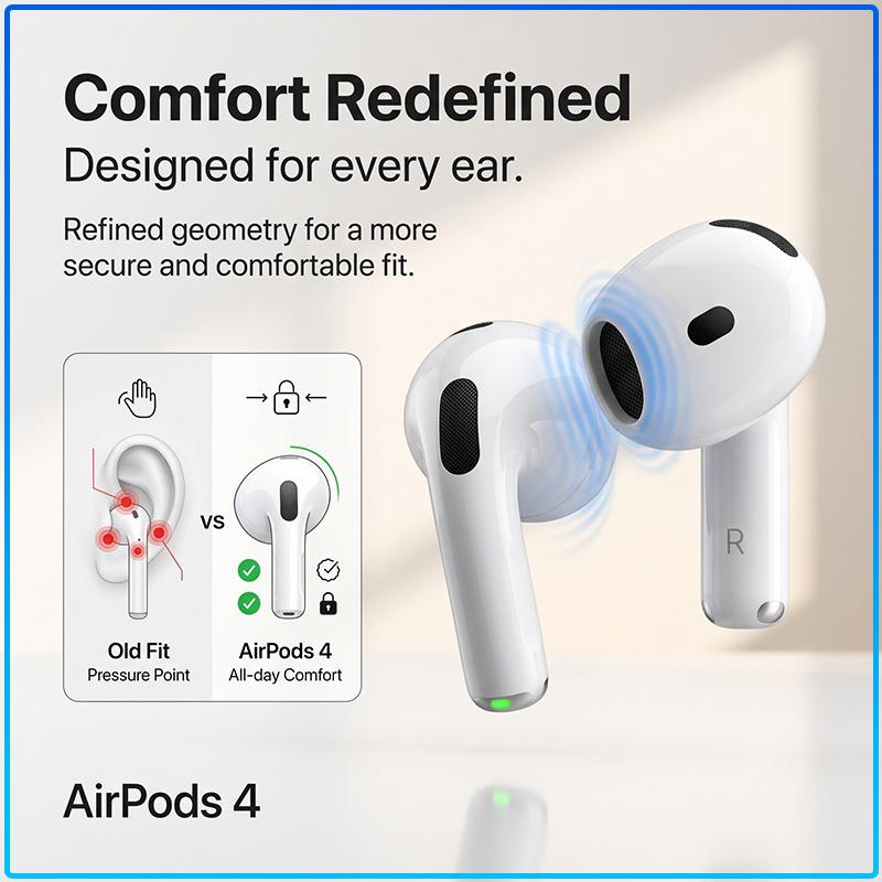 AirPods 4 Gen Wireless Headphones Built-in Microphone Noise Reduction Sports Waterproof Long Playtime Earbuds