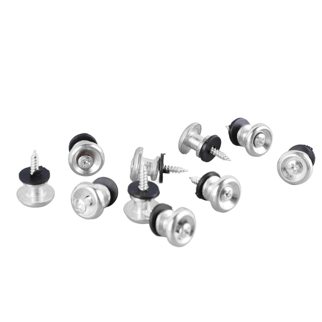 10 Pcs Guitar Strap Lock Button Mushroom Style Adjustable Universal Strap Lock Pin for Ukulele Bass Silver