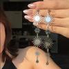 Retro Metallic Flower Tassel Stud Earrings – European American Style, Exaggerated Light Luxury Design