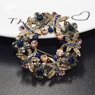 High -End Exquisite Temperament Wreath Color Rhinestone Brooch Hollow Inlaid Zircon Brooch