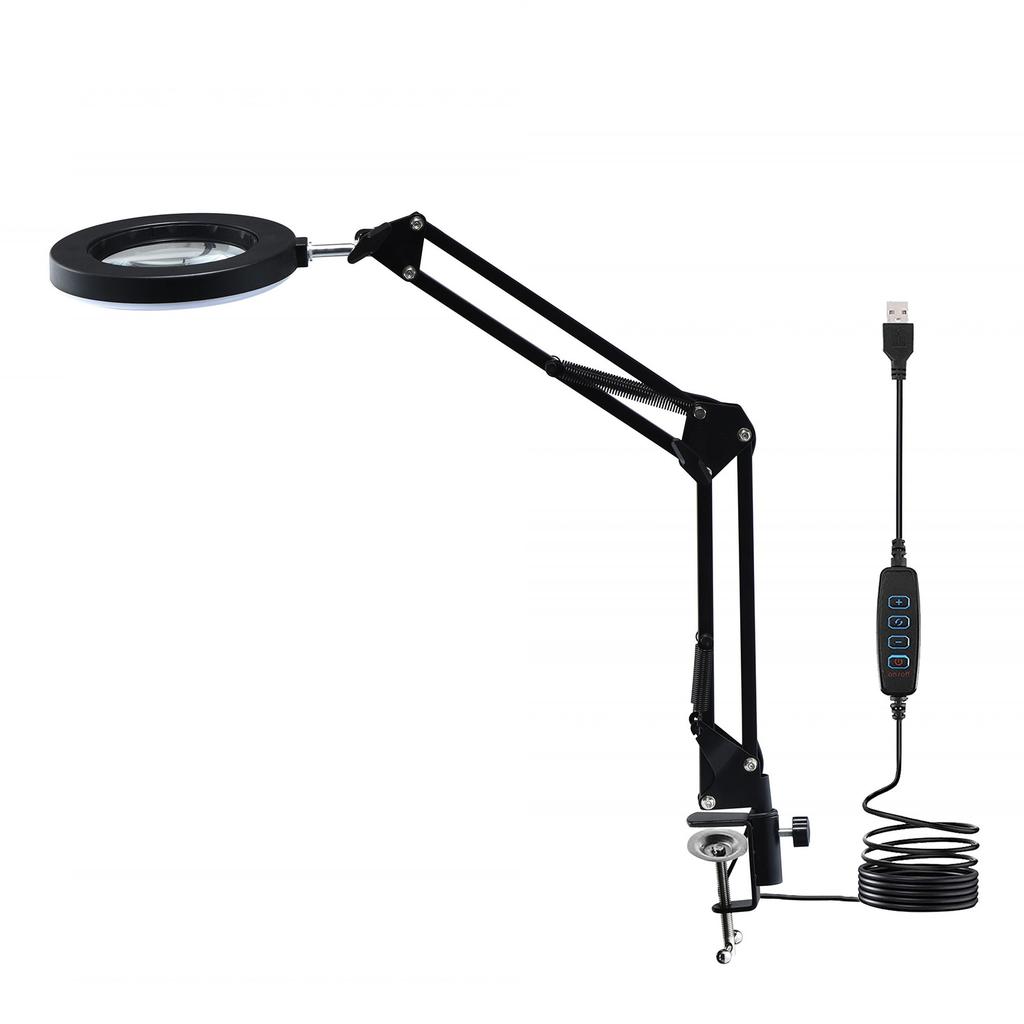 10X Vergrootglas met LED-licht Flexibele Arm Helderheid   3 Kleuren Werkbanklamp met Clip