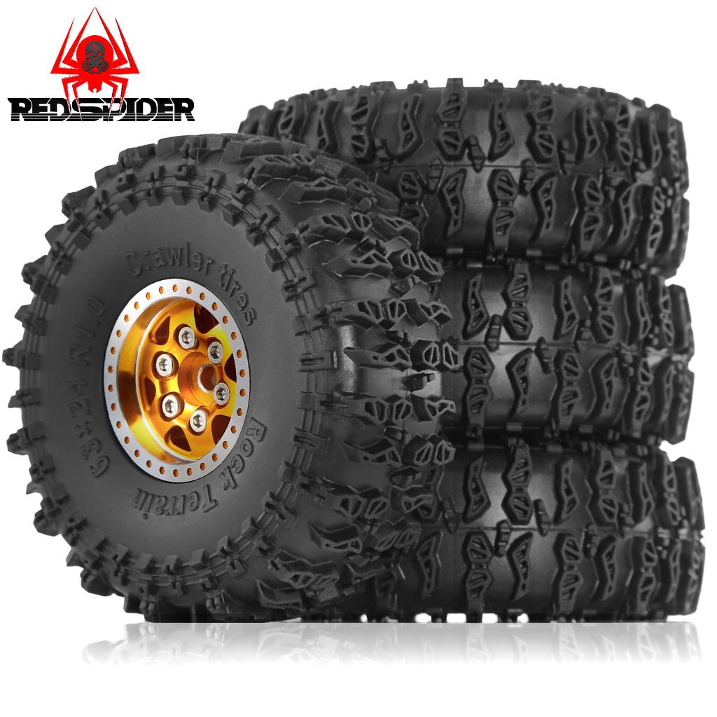 4pcs OD 63mm 1.0" Metal Beadlock Wheel Tire Set For 1/18 RC Crawler Car TRX4M SCX24 Upgrade Parts Accessories